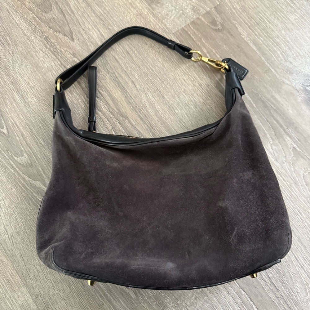 Vintage Coach Amanda Suede Hobo Grey suede shoulder bag